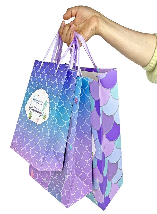 KEEPARTY 10PCS Assorted Sizes Mermaid Happy Birthday Gift Bag Set with Handles and Tissue Papers for Boys and Girls Birthday Party Baby Shower Newborn with 4 Design Styles 4 Small 4 Medium and 2 Large Gift Bags - Image 4